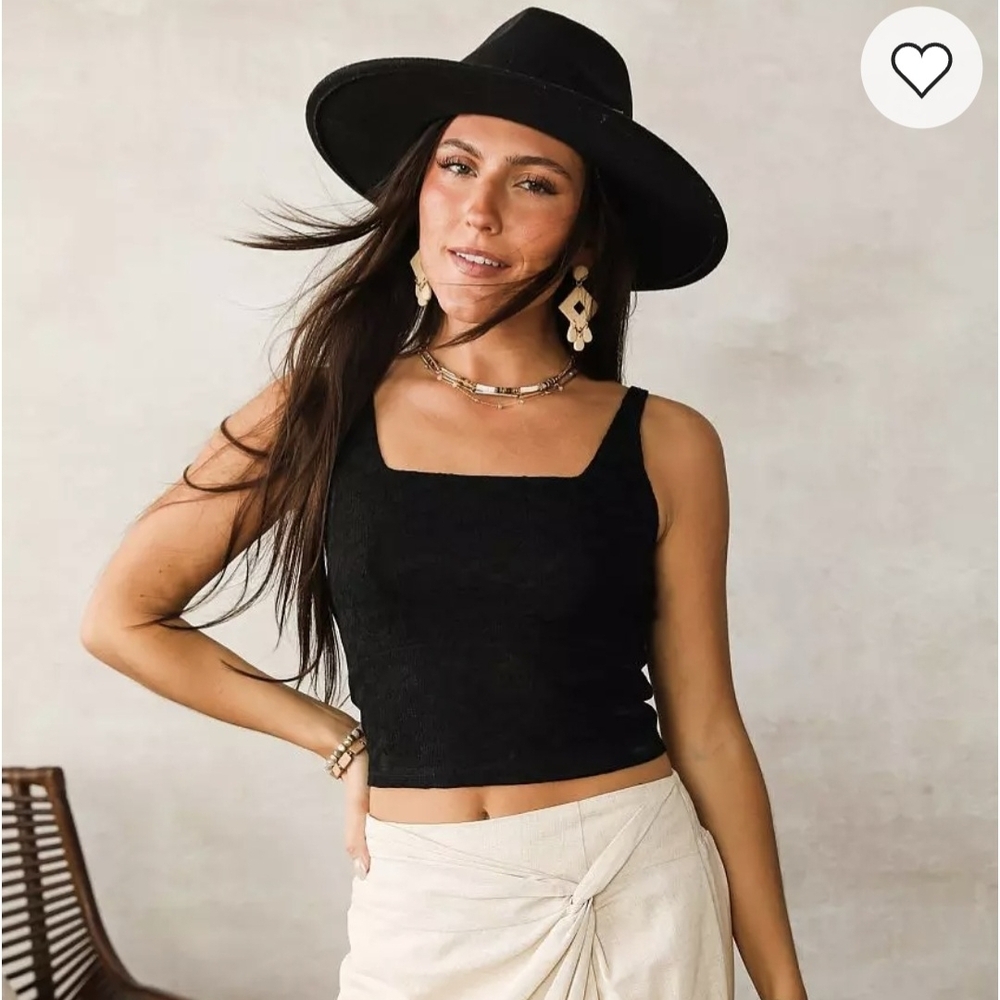 Elegant Black Square Neck Tank Top